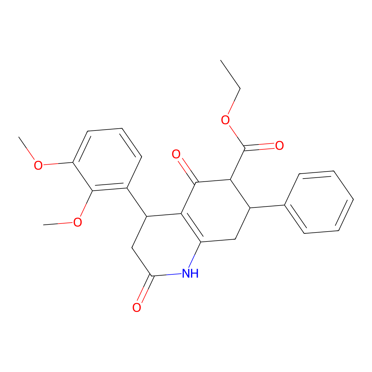 Ethyl 4-(2,3-dimethoxyphenyl)-2,5-dioxo-7-phenyl-1,2,3,4,5,6,7,8-octahydroquinoline-6-carboxylate molecular structure, CAS 1005282-02-9