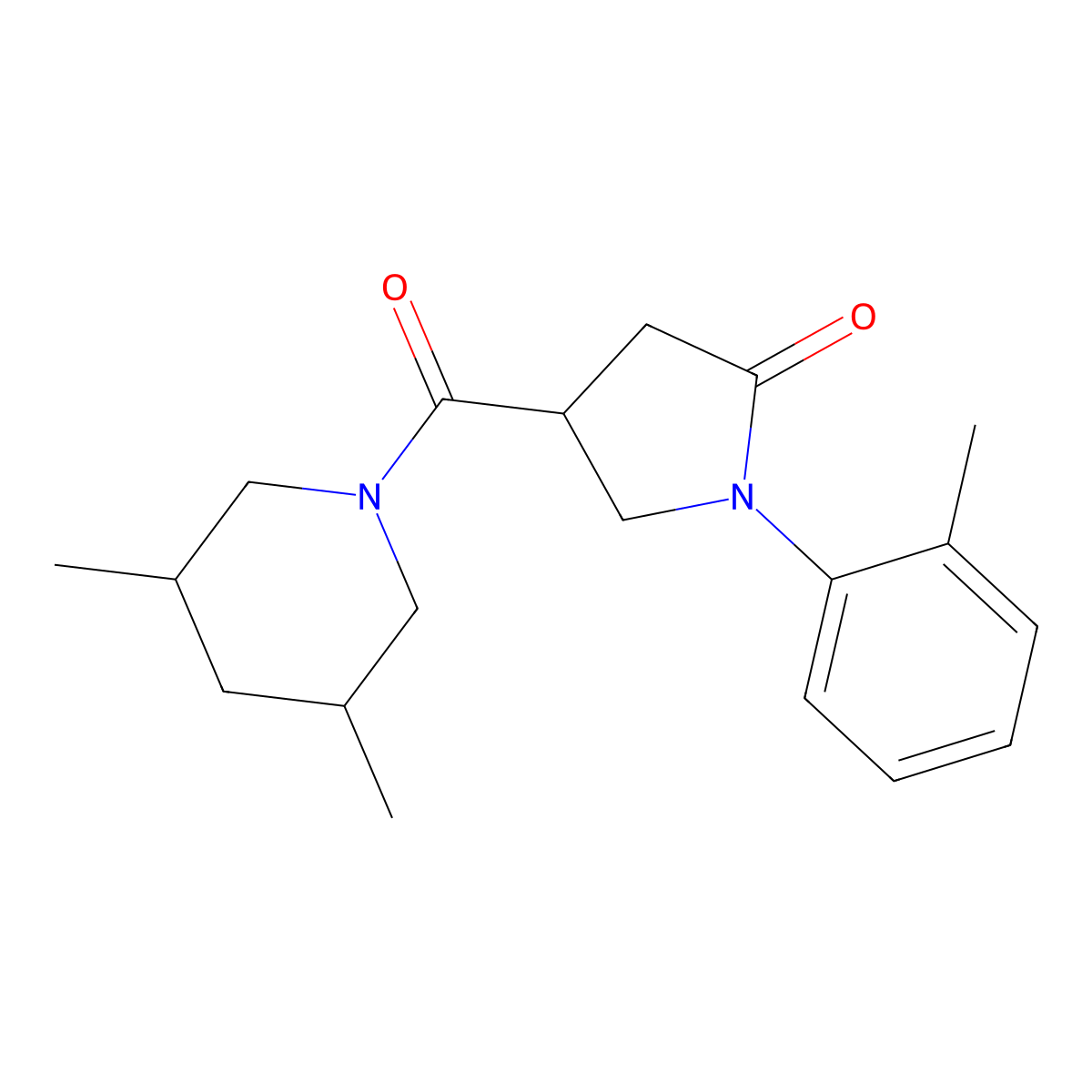 4-(3,5-Dimethylpiperidine-1-carbonyl)-1-(2-methylphenyl)pyrrolidin-2-one molecular structure, CAS 1005288-48-1