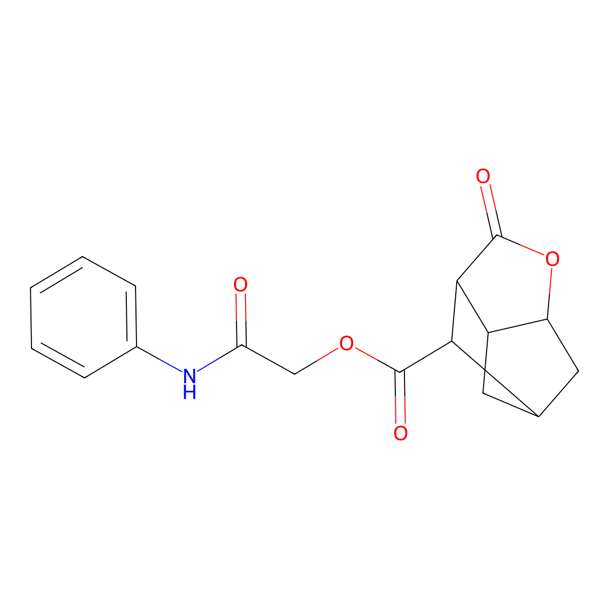2-Anilino-2-oxoethyl 5-oxo-4-oxatricyclo[4.2.1.0~3,7~]nonane-9-carboxylate molecular structure, CAS 1005288-56-1