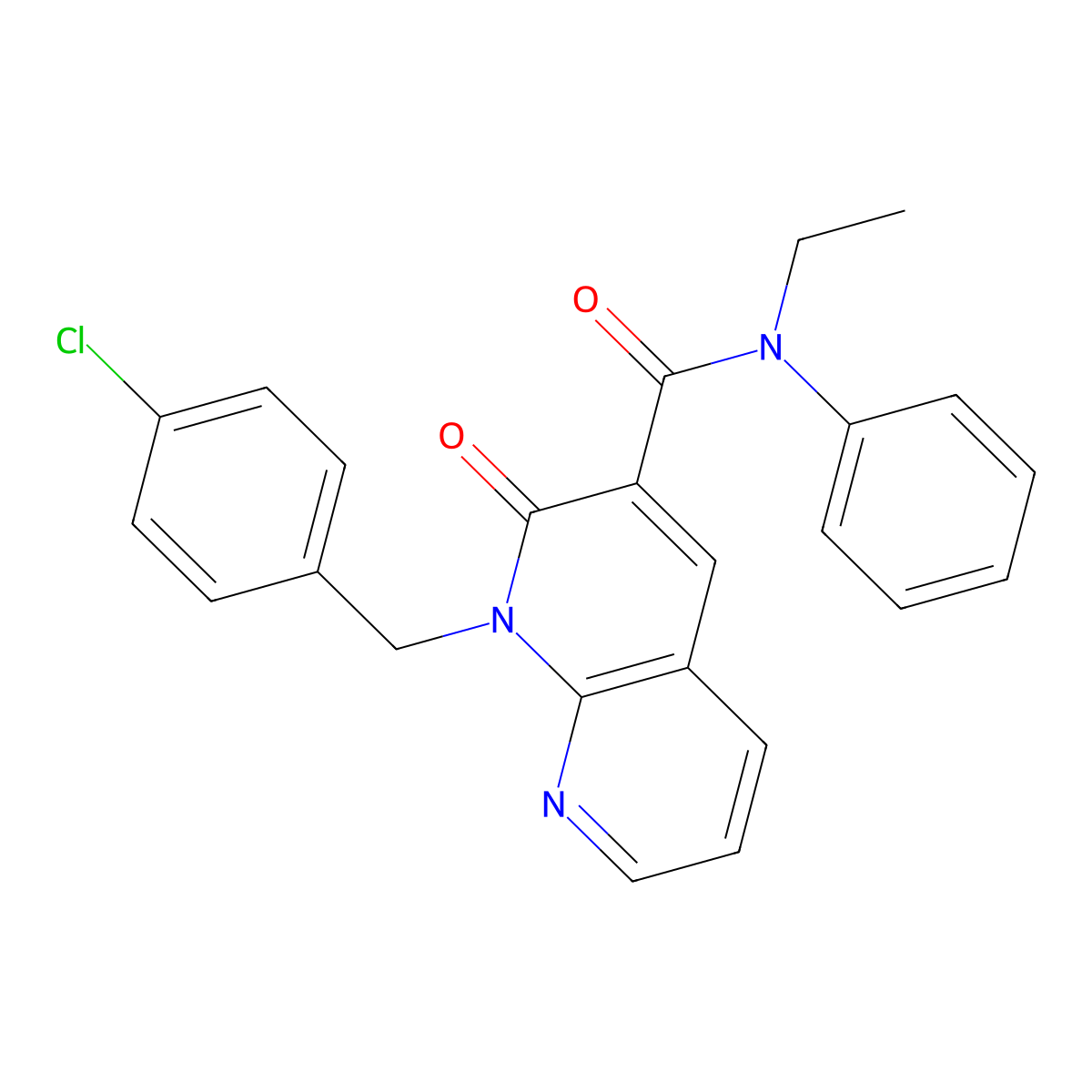 1-(4-chlorobenzyl)-N-ethyl-2-oxo-N-phenyl-1,2-dihydro-1,8-naphthyridine-3-carboxamide molecular structure, CAS 1005291-56-4