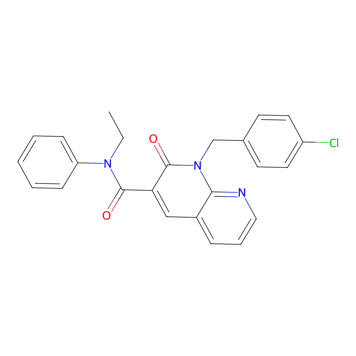 1-(4-chlorobenzyl)-N-ethyl-2-oxo-N-phenyl-1,2-dihydro-1,8-naphthyridine-3-carboxamide molecular structure, CAS 1005291-56-4