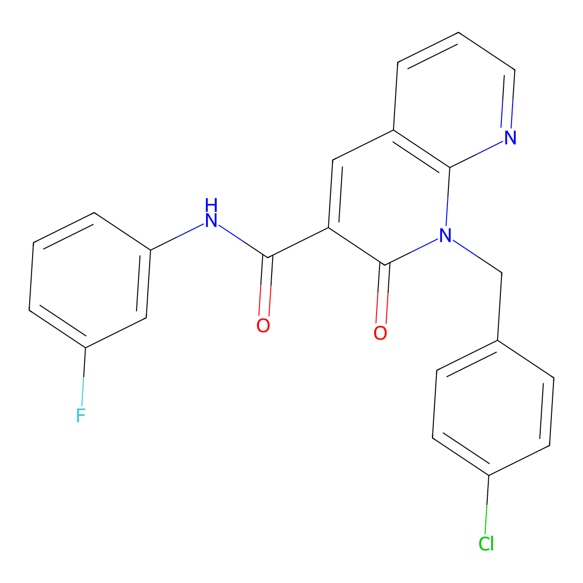 1-(4-chlorobenzyl)-N-(3-fluorophenyl)-2-oxo-1,2-dihydro-1,8-naphthyridine-3-carboxamide molecular structure, CAS 1005291-60-0