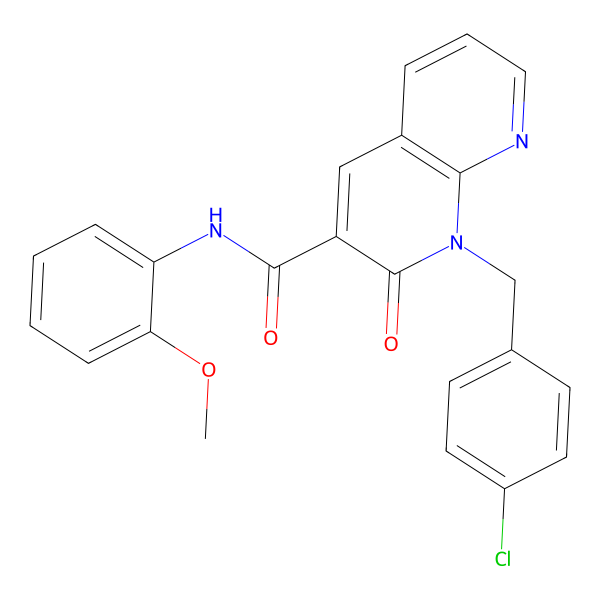 1-(4-chlorobenzyl)-N-(2-methoxyphenyl)-2-oxo-1,2-dihydro-1,8-naphthyridine-3-carboxamide molecular structure, CAS 1005291-61-1