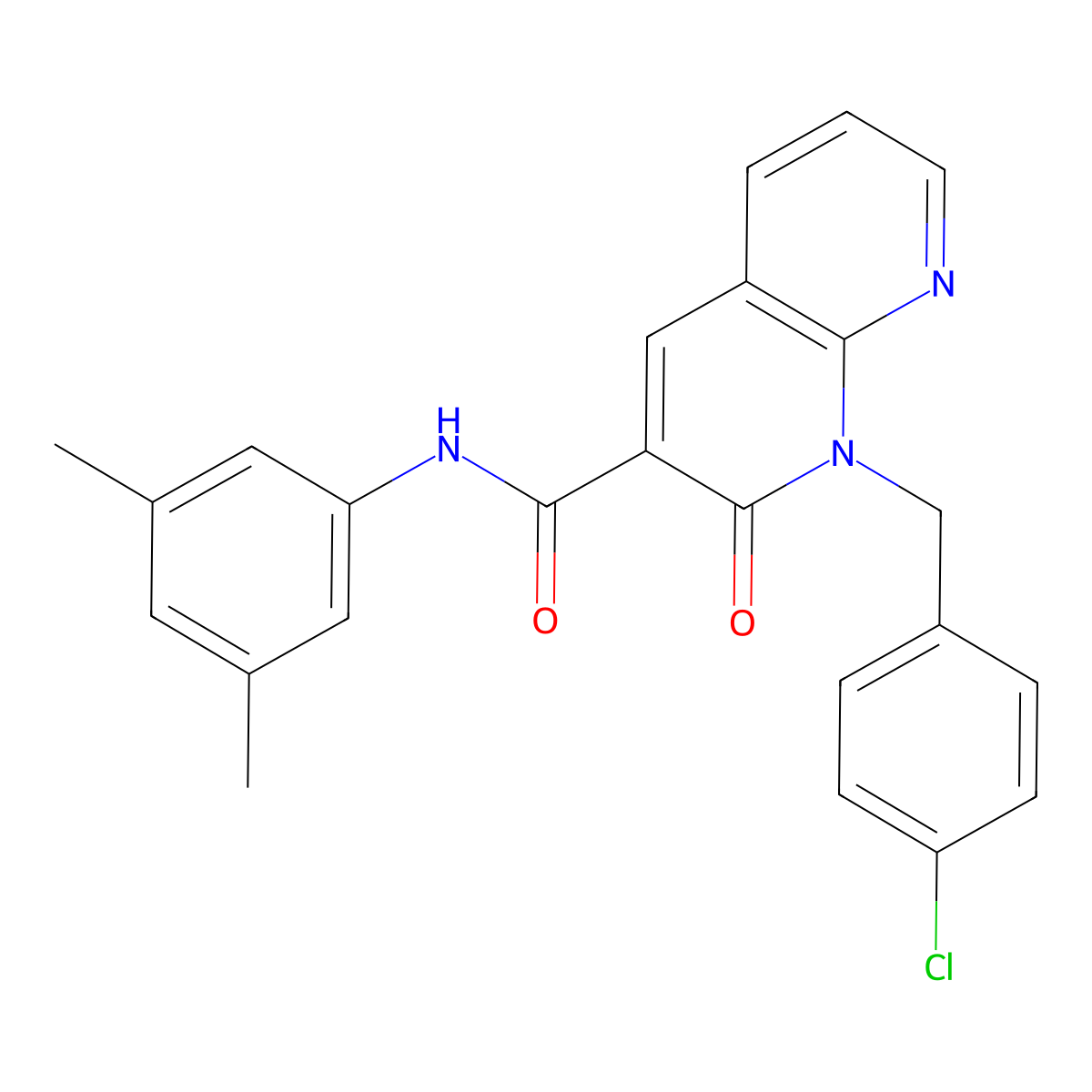 1-(4-chlorobenzyl)-N-(3,5-dimethylphenyl)-2-oxo-1,2-dihydro-1,8-naphthyridine-3-carboxamide molecular structure, CAS 1005291-65-5