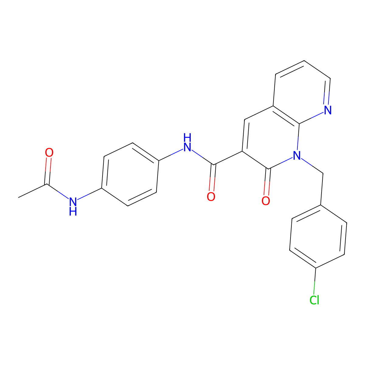 N-(4-acetamidophenyl)-1-(4-chlorobenzyl)-2-oxo-1,2-dihydro-1,8-naphthyridine-3-carboxamide molecular structure, CAS 1005291-70-2