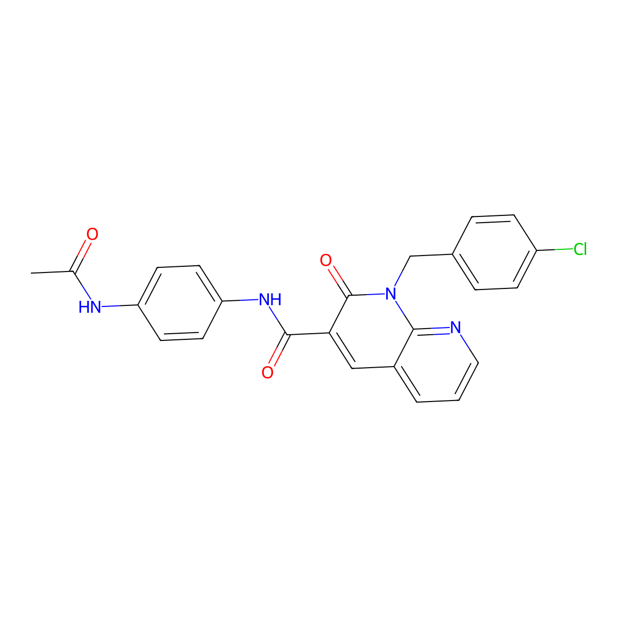 N-(4-acetamidophenyl)-1-(4-chlorobenzyl)-2-oxo-1,2-dihydro-1,8-naphthyridine-3-carboxamide molecular structure, CAS 1005291-70-2