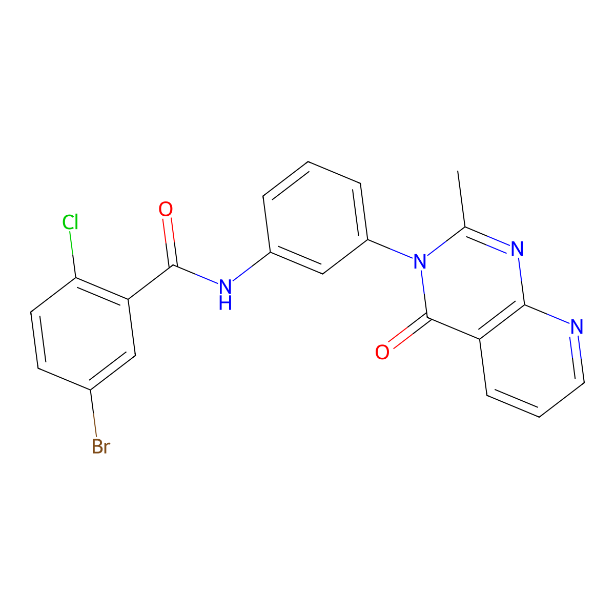 5-bromo-2-chloro-N-(3-(2-methyl-4-oxopyrido[2,3-d]pyrimidin-3(4H)-yl)phenyl)benzamide molecular structure, CAS 1005291-73-5