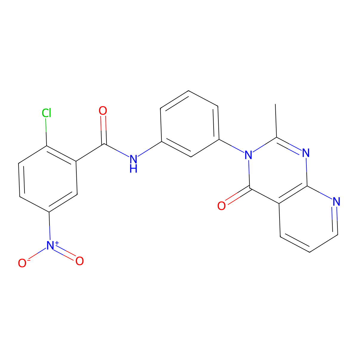 2-chloro-N-(3-(2-methyl-4-oxopyrido[2,3-d]pyrimidin-3(4H)-yl)phenyl)-5-nitrobenzamide molecular structure, CAS 1005291-75-7