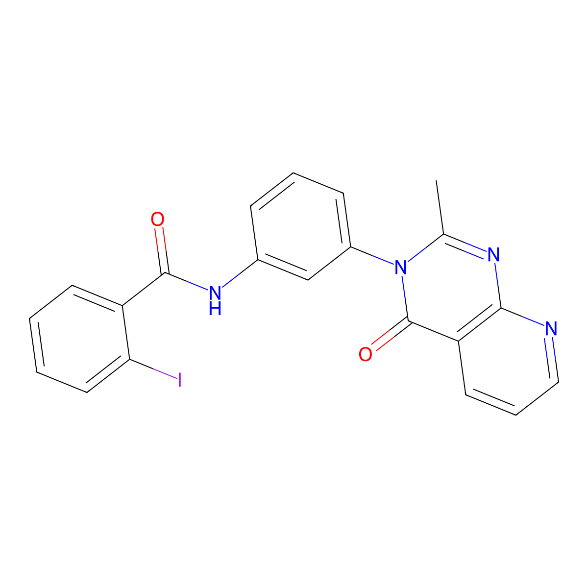 2-iodo-N-(3-(2-methyl-4-oxopyrido[2,3-d]pyrimidin-3(4H)-yl)phenyl)benzamide molecular structure, CAS 1005291-79-1