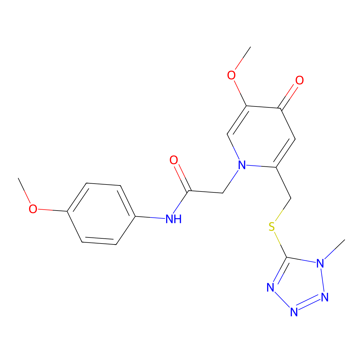 2-(5-methoxy-2-(((1-methyl-1H-tetrazol-5-yl)thio)methyl)-4-oxopyridin-1(4H)-yl)-N-(4-methoxyphenyl)acetamide molecular structure, CAS 1005291-92-8