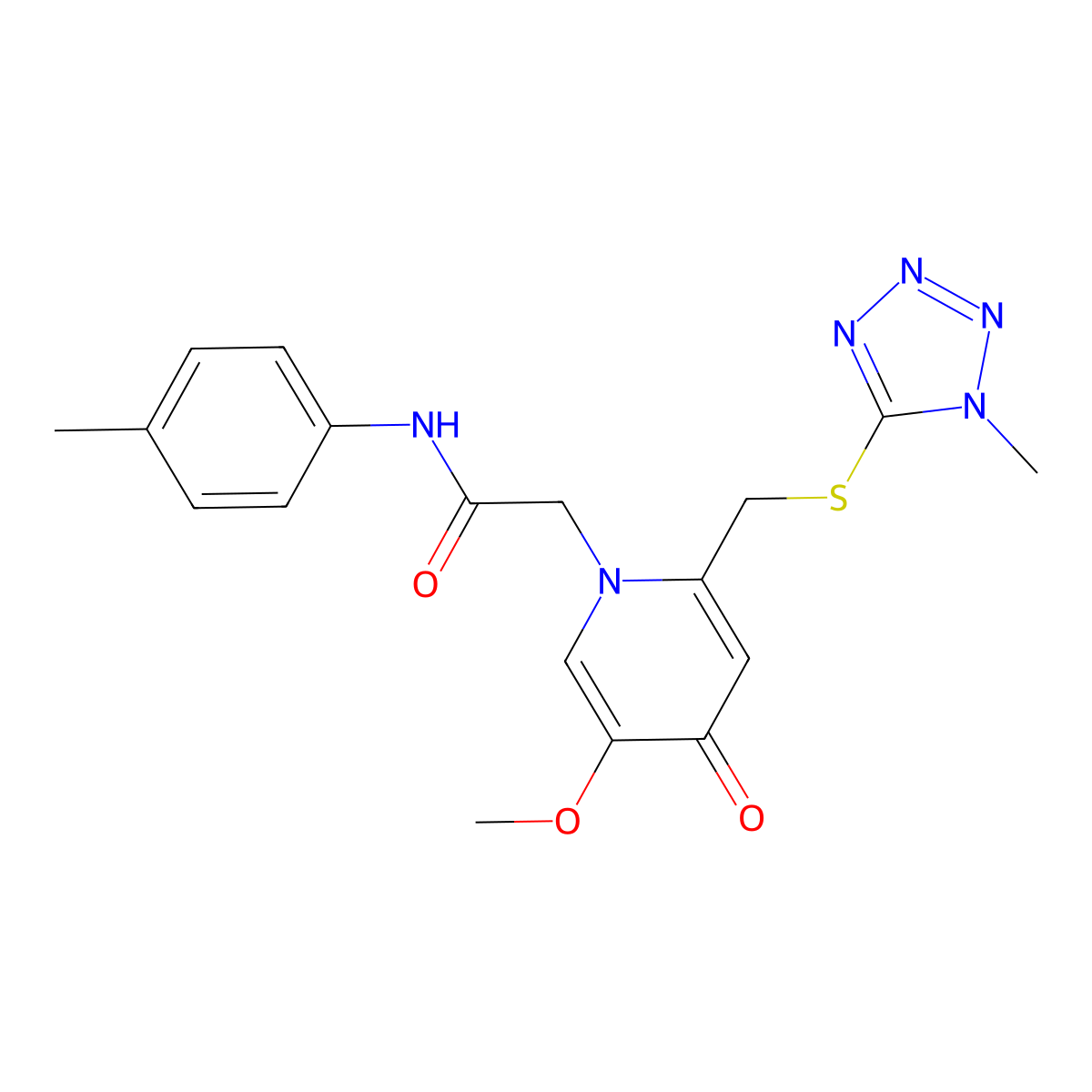 2-(5-methoxy-2-(((1-methyl-1H-tetrazol-5-yl)thio)methyl)-4-oxopyridin-1(4H)-yl)-N-(p-tolyl)acetamide molecular structure, CAS 1005291-93-9