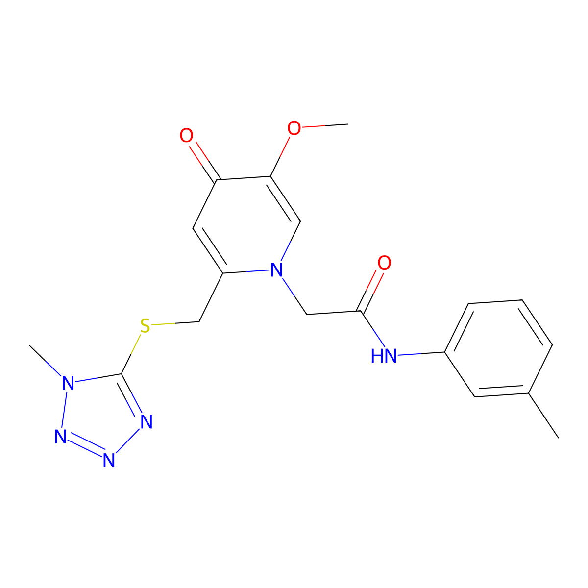 2-(5-methoxy-2-(((1-methyl-1H-tetrazol-5-yl)thio)methyl)-4-oxopyridin-1(4H)-yl)-N-(m-tolyl)acetamide molecular structure, CAS 1005291-95-1