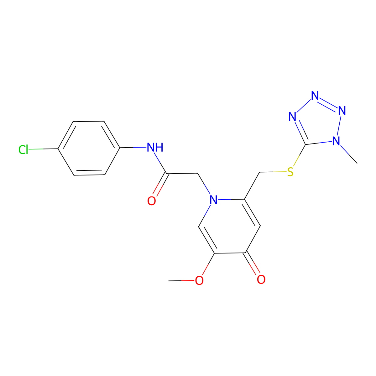 N-(4-chlorophenyl)-2-(5-methoxy-2-(((1-methyl-1H-tetrazol-5-yl)thio)methyl)-4-oxopyridin-1(4H)-yl)acetamide molecular structure, CAS 1005291-98-4