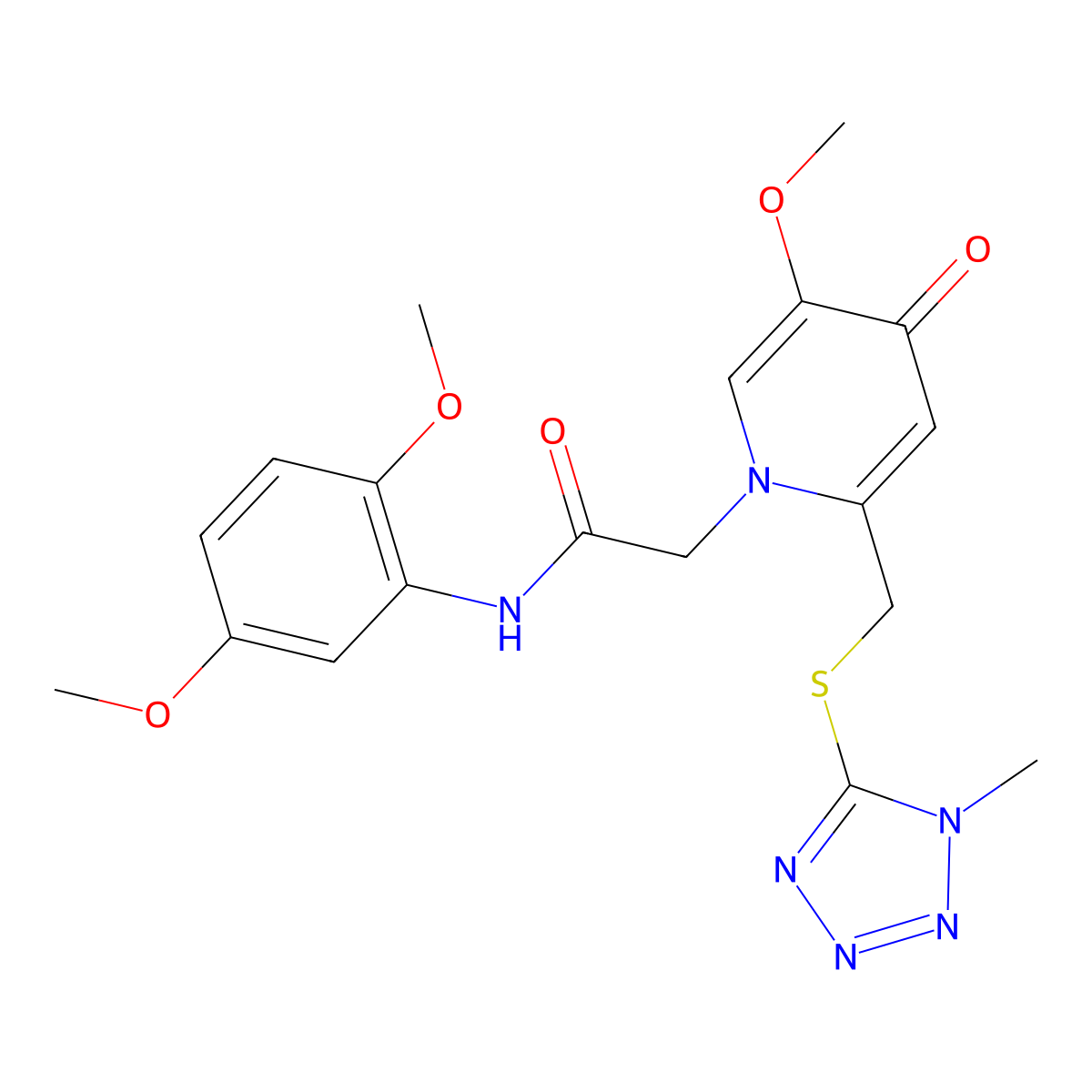 N-(2,5-dimethoxyphenyl)-2-(5-methoxy-2-(((1-methyl-1H-tetrazol-5-yl)thio)methyl)-4-oxopyridin-1(4H)-yl)acetamide molecular structure, CAS 1005292-00-1