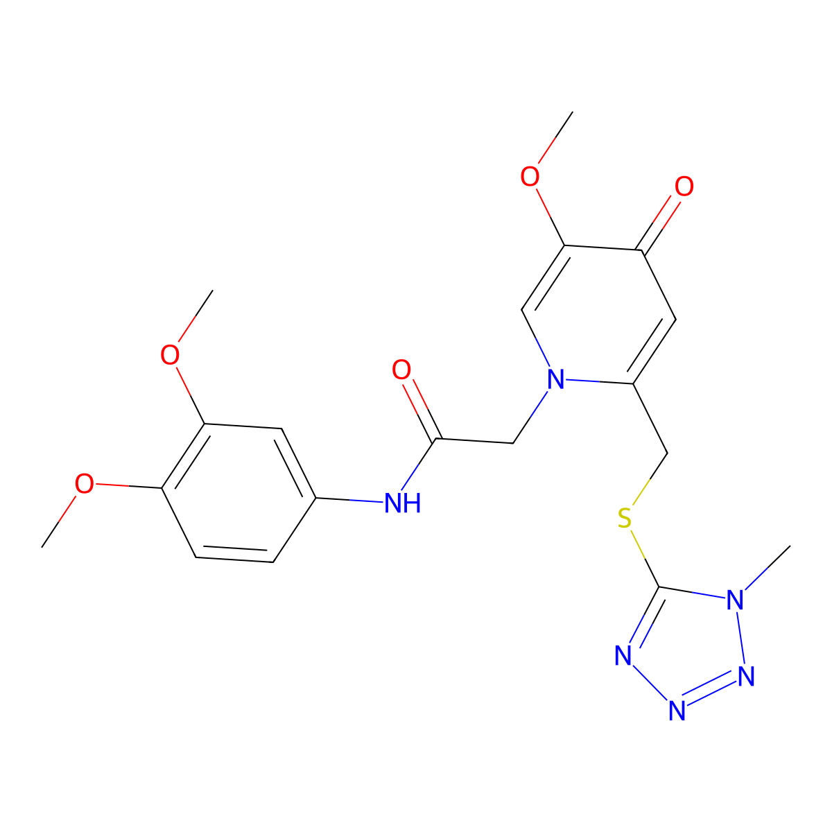 N-(3,4-dimethoxyphenyl)-2-(5-methoxy-2-(((1-methyl-1H-tetrazol-5-yl)thio)methyl)-4-oxopyridin-1(4H)-yl)acetamide molecular structure, CAS 1005292-02-3