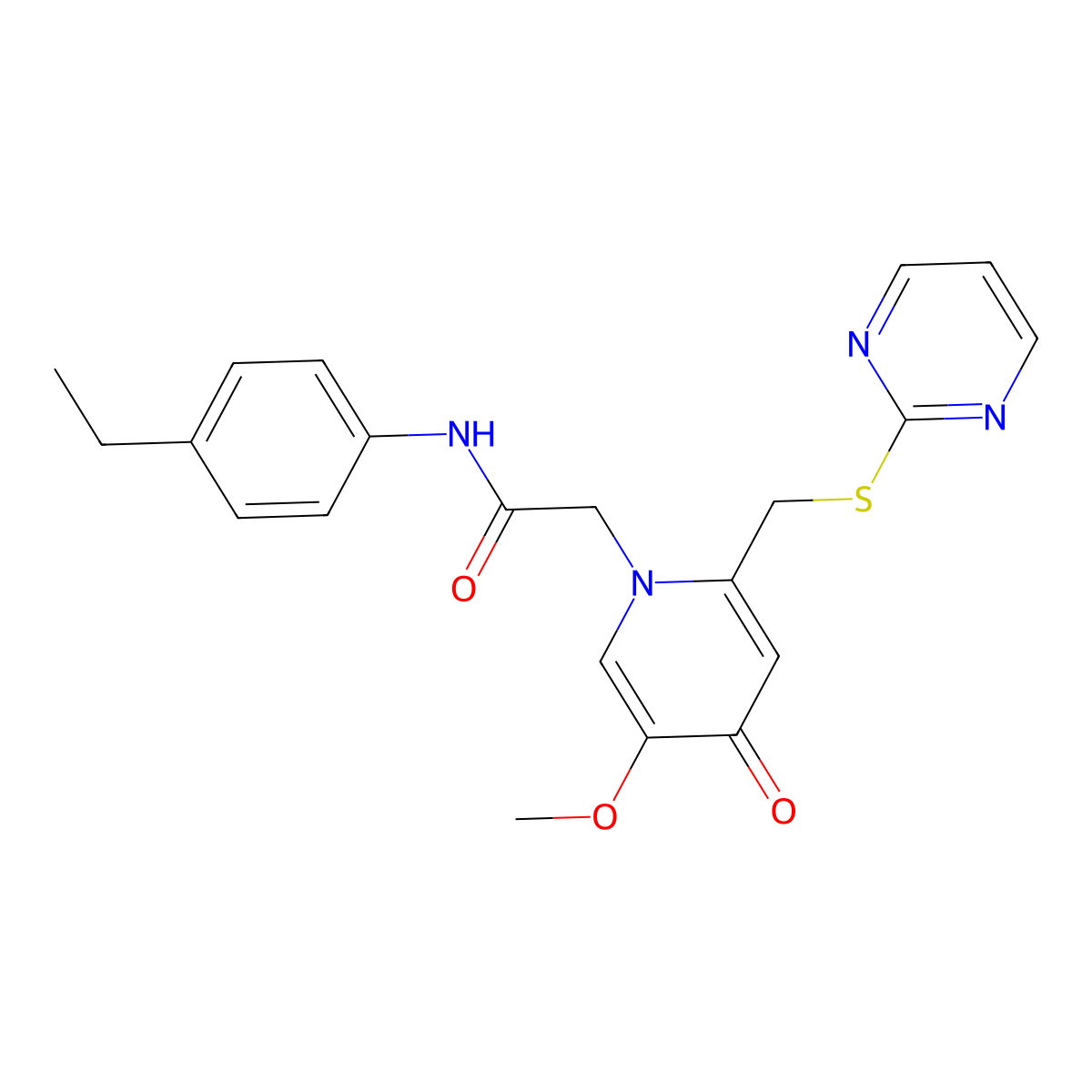 N-(4-ethylphenyl)-2-(5-methoxy-4-oxo-2-((pyrimidin-2-ylthio)methyl)pyridin-1(4H)-yl)acetamide molecular structure, CAS 1005292-12-5