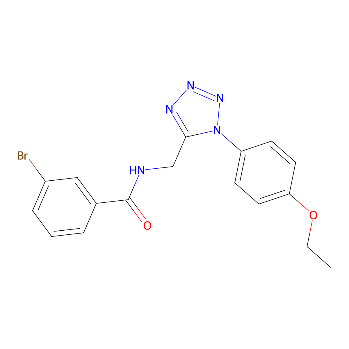 3-bromo-N-((1-(4-ethoxyphenyl)-1H-tetrazol-5-yl)methyl)benzamide molecular structure, CAS 1005292-27-2