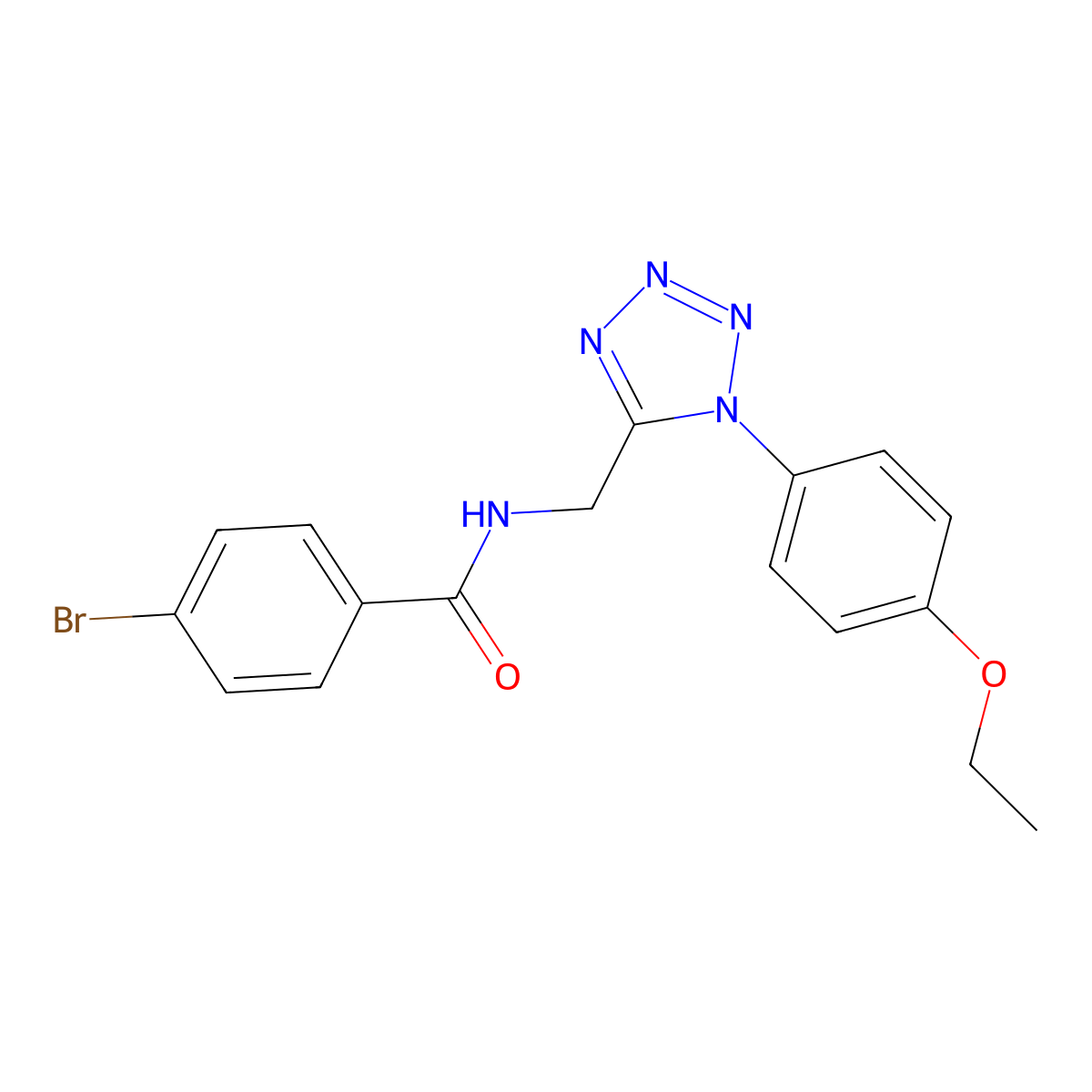 4-bromo-N-((1-(4-ethoxyphenyl)-1H-tetrazol-5-yl)methyl)benzamide molecular structure, CAS 1005292-28-3