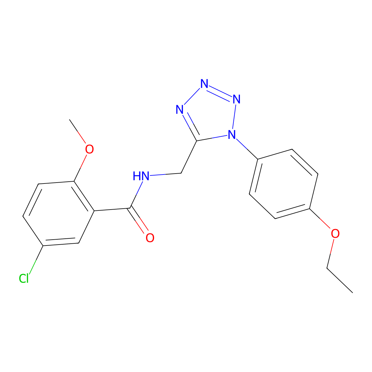 5-chloro-N-((1-(4-ethoxyphenyl)-1H-tetrazol-5-yl)methyl)-2-methoxybenzamide molecular structure, CAS 1005292-31-8