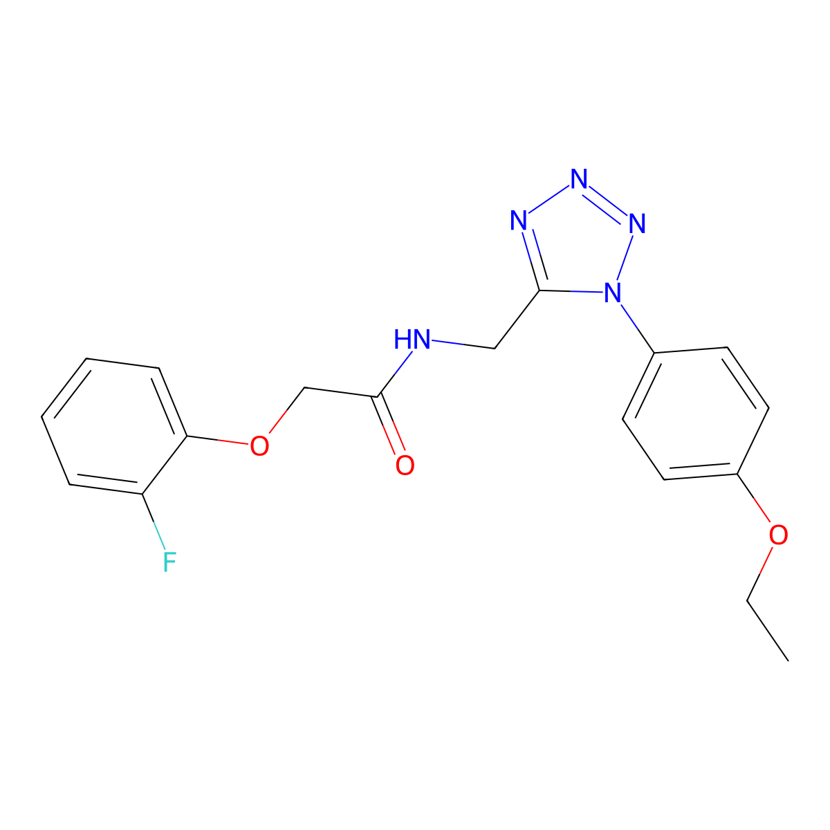 N-((1-(4-ethoxyphenyl)-1H-tetrazol-5-yl)methyl)-2-(2-fluorophenoxy)acetamide molecular structure, CAS 1005292-37-4