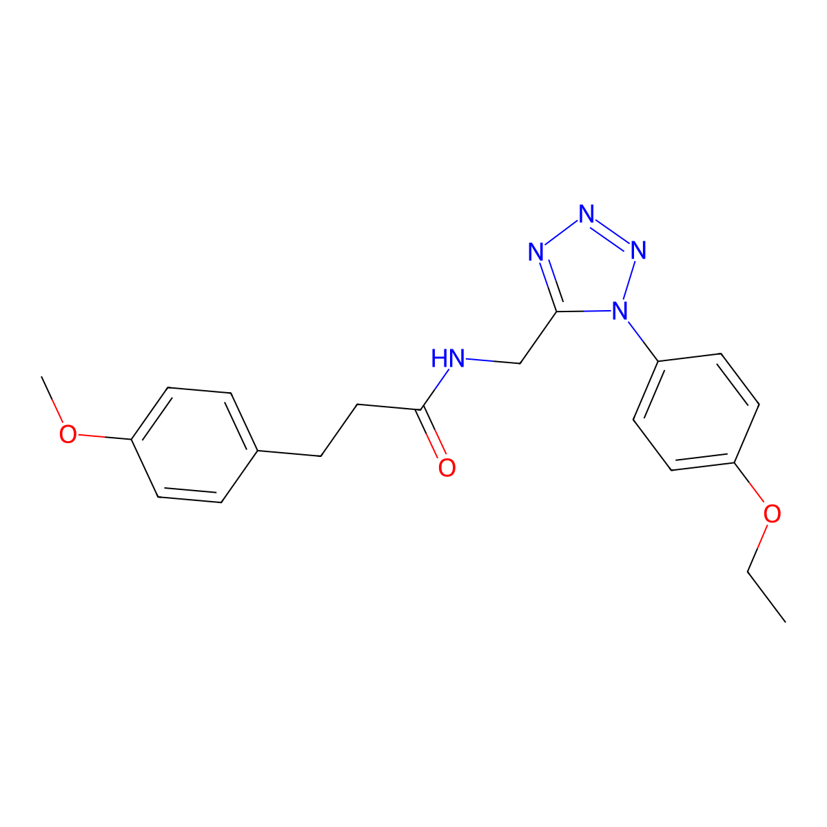N-((1-(4-ethoxyphenyl)-1H-tetrazol-5-yl)methyl)-3-(4-methoxyphenyl)propanamide molecular structure, CAS 1005292-46-5