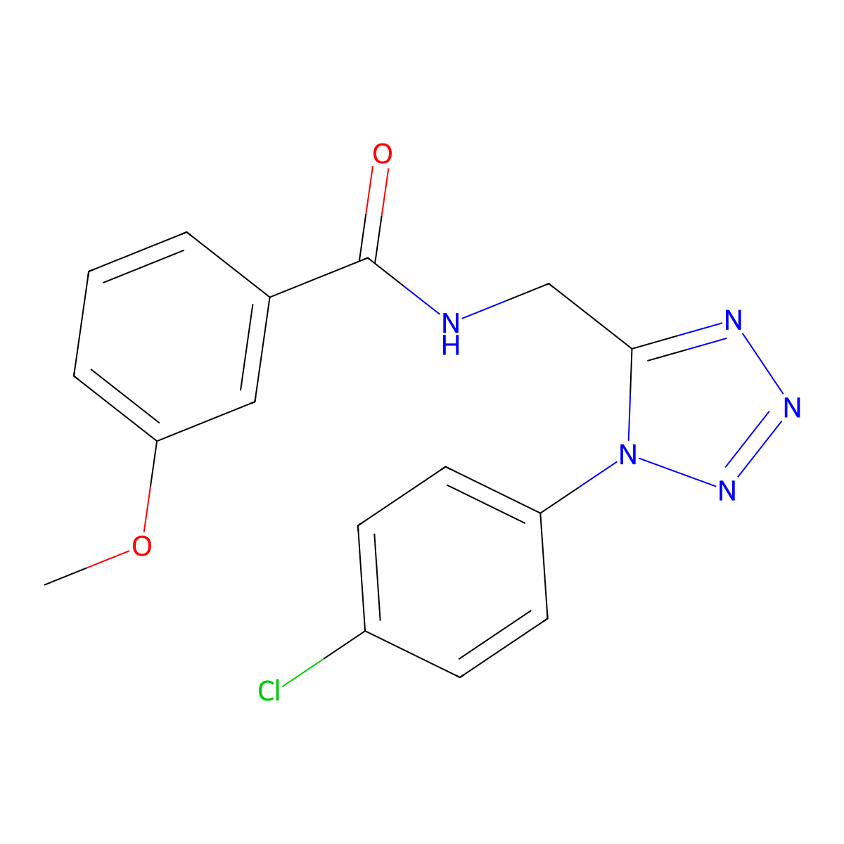 N-((1-(4-chlorophenyl)-1H-tetrazol-5-yl)methyl)-3-methoxybenzamide molecular structure, CAS 1005292-51-2