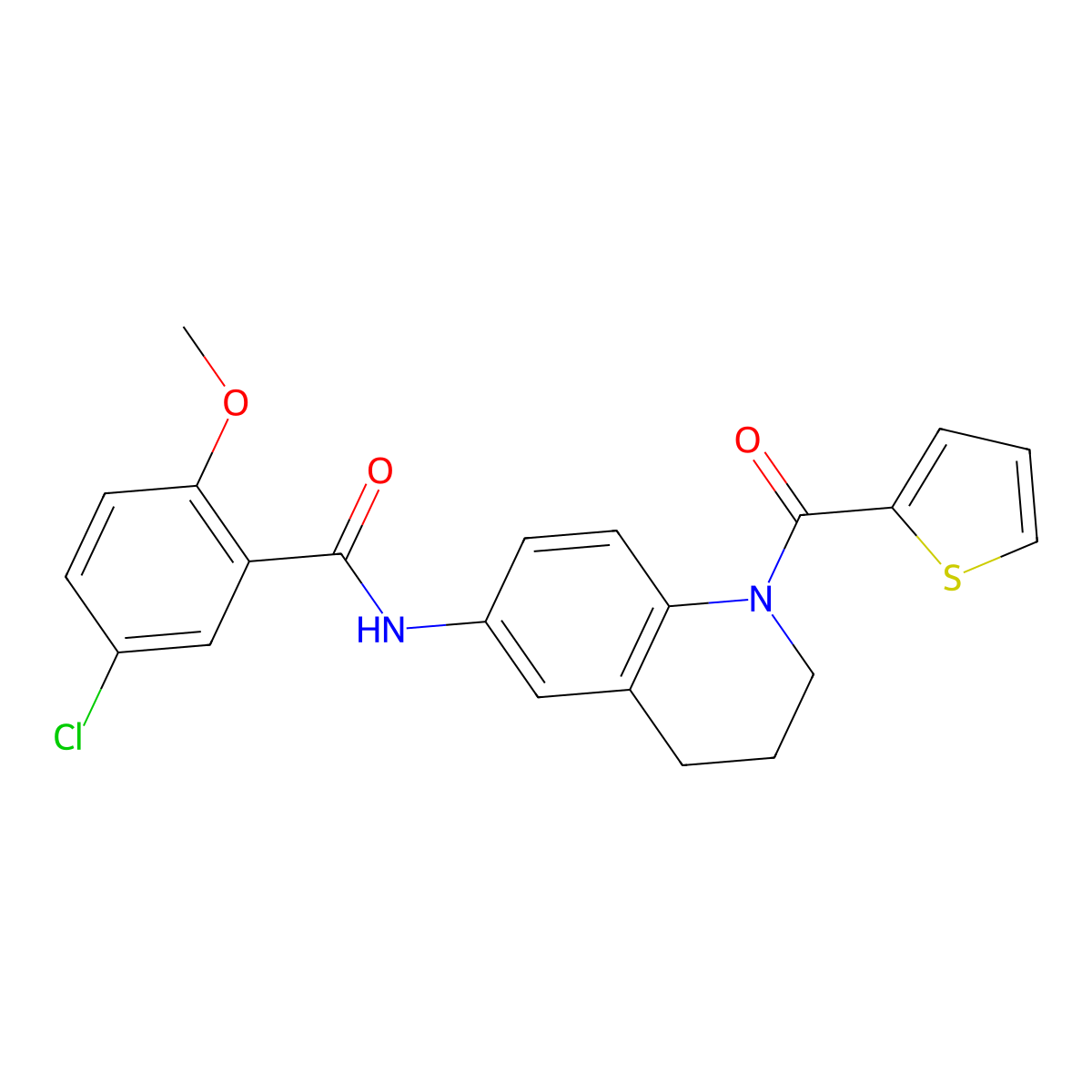 5-chloro-2-methoxy-N-[1-(thiophene-2-carbonyl)-1,2,3,4-tetrahydroquinolin-6-yl]benzamide molecular structure, CAS 1005292-54-5