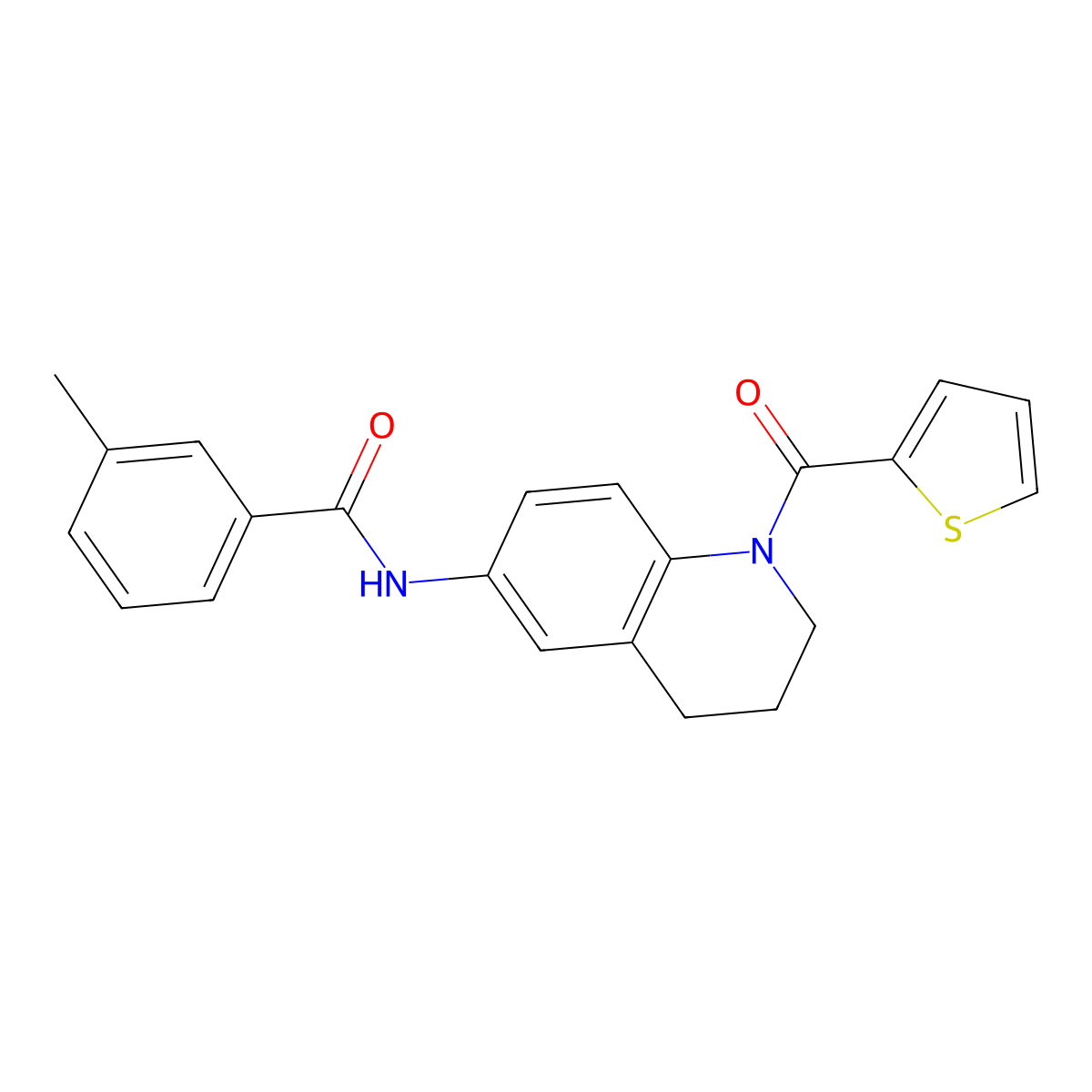 3-methyl-N-[1-(thiophene-2-carbonyl)-1,2,3,4-tetrahydroquinolin-6-yl]benzamide molecular structure, CAS 1005292-56-7