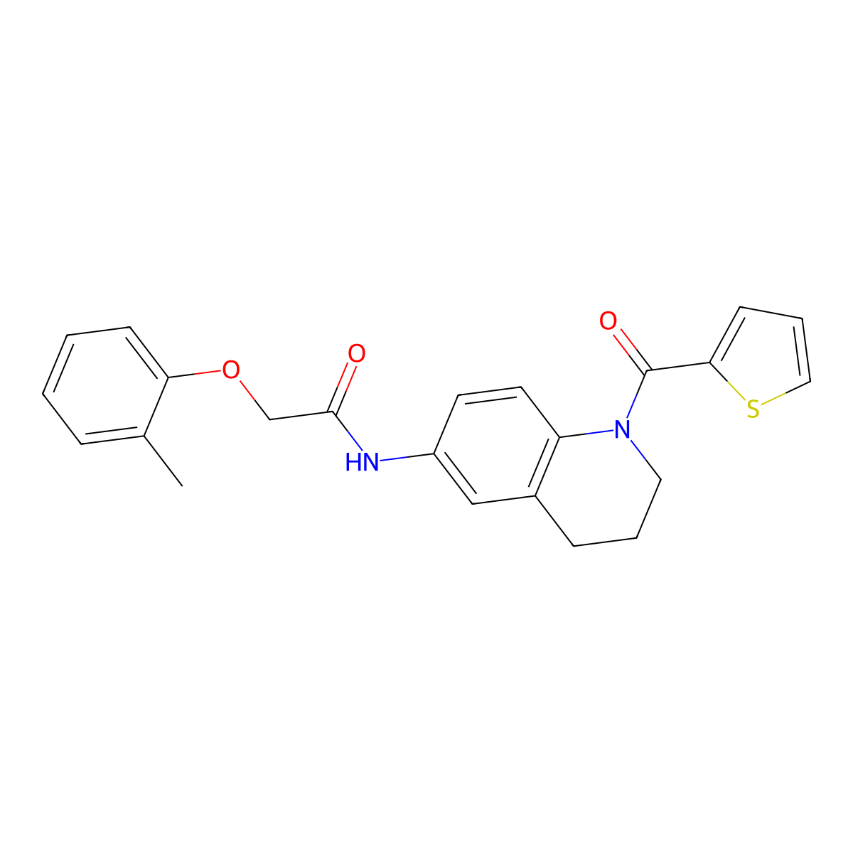 2-(2-methylphenoxy)-N-[1-(thiophene-2-carbonyl)-3,4-dihydro-2H-quinolin-6-yl]acetamide molecular structure, CAS 1005292-58-9