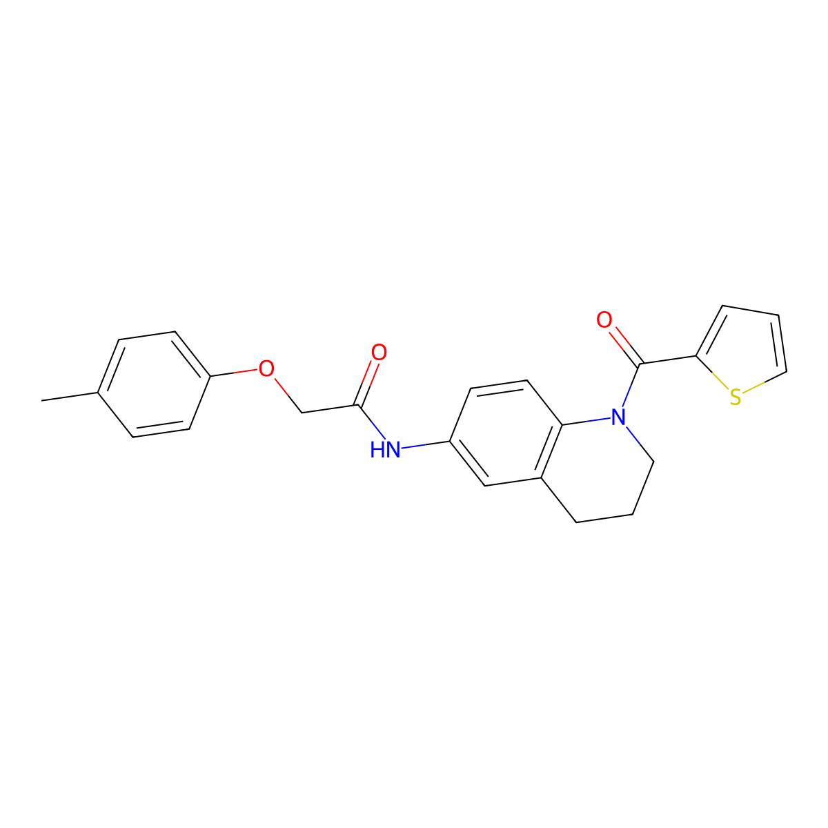2-(4-methylphenoxy)-N-[1-(thiophene-2-carbonyl)-3,4-dihydro-2H-quinolin-6-yl]acetamide molecular structure, CAS 1005292-60-3