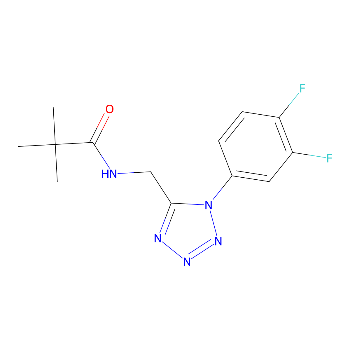 N-((1-(3,4-difluorophenyl)-1H-tetrazol-5-yl)methyl)pivalamide molecular structure, CAS 1005292-61-4