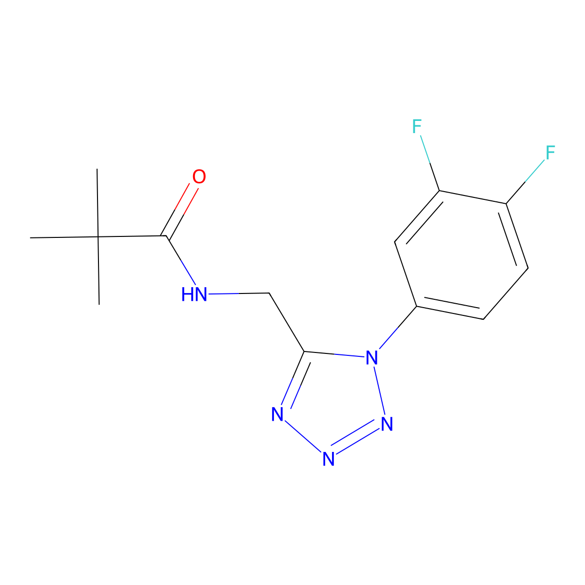 N-((1-(3,4-difluorophenyl)-1H-tetrazol-5-yl)methyl)pivalamide molecular structure, CAS 1005292-61-4