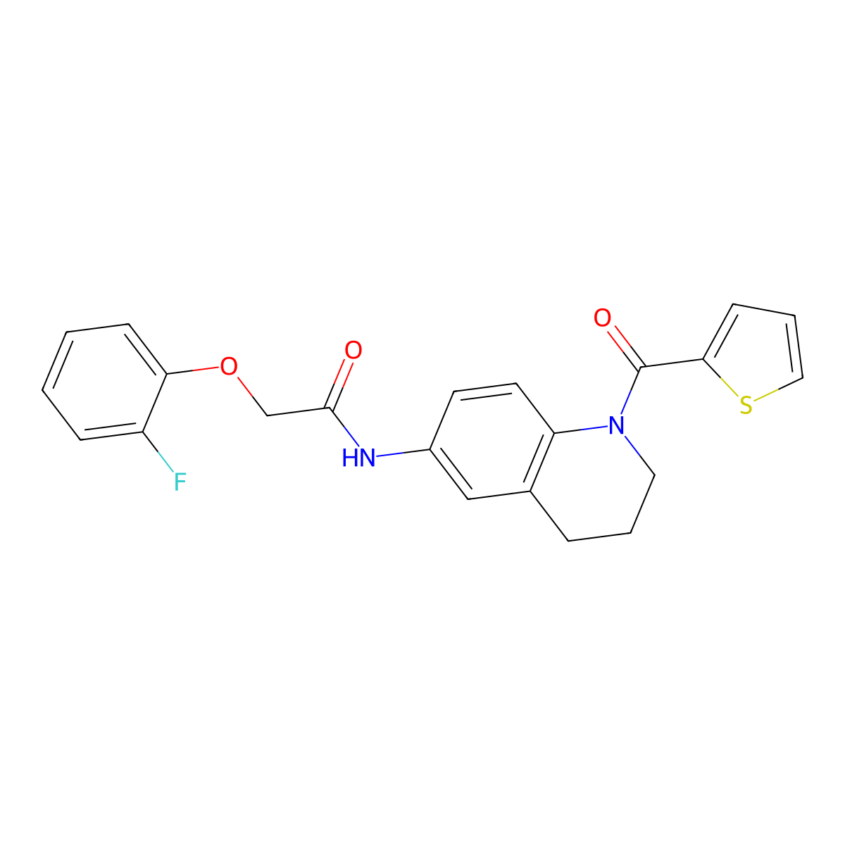 2-(2-fluorophenoxy)-N-[1-(thiophene-2-carbonyl)-1,2,3,4-tetrahydroquinolin-6-yl]acetamide molecular structure, CAS 1005292-62-5