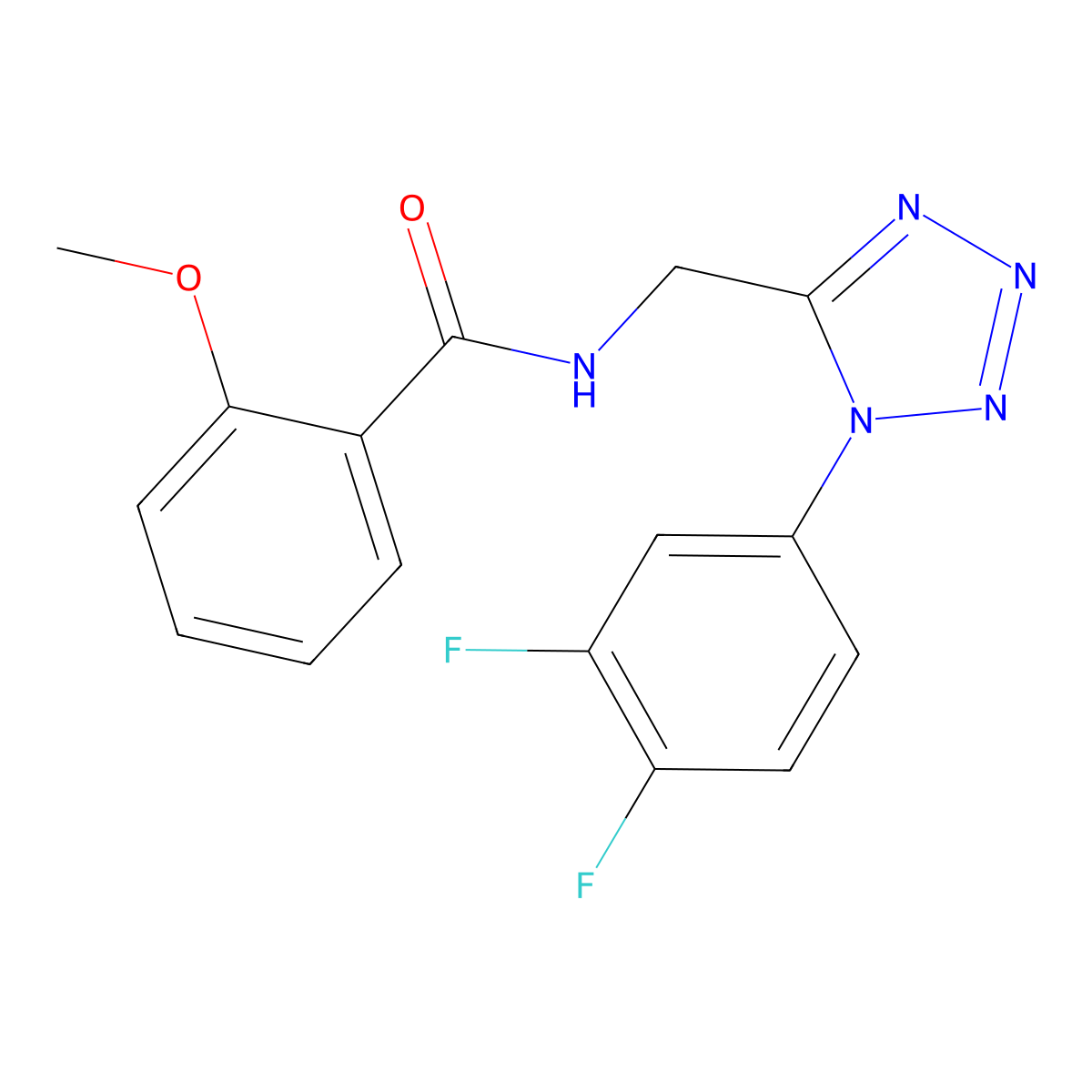 N-((1-(3,4-difluorophenyl)-1H-tetrazol-5-yl)methyl)-2-methoxybenzamide molecular structure, CAS 1005292-71-6