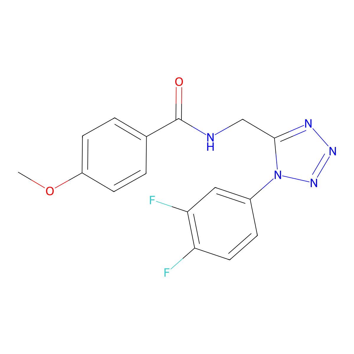 N-((1-(3,4-difluorophenyl)-1H-tetrazol-5-yl)methyl)-4-methoxybenzamide molecular structure, CAS 1005292-73-8
