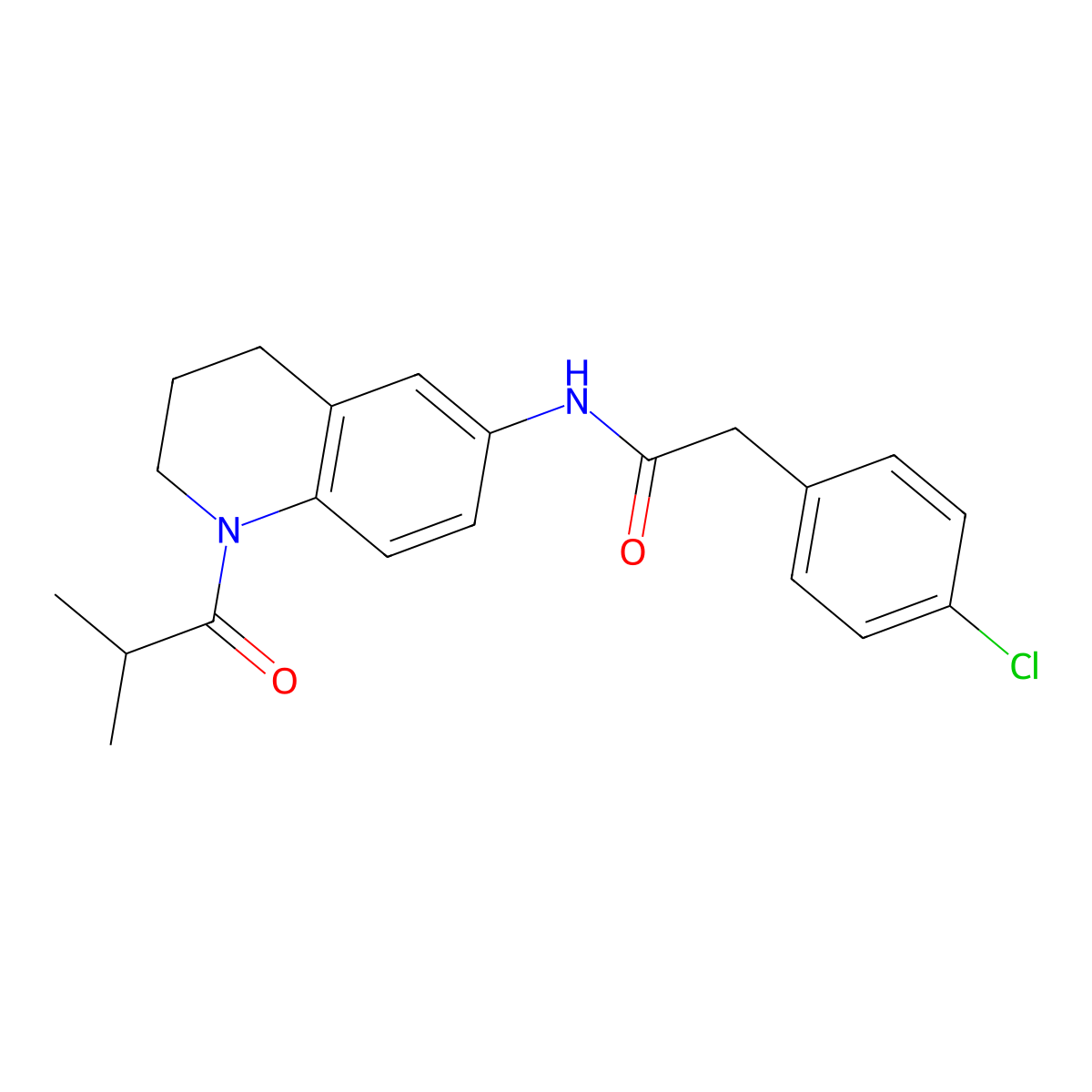 2-(4-chlorophenyl)-N-(1-isobutyryl-1,2,3,4-tetrahydroquinolin-6-yl)acetamide molecular structure, CAS 1005292-74-9