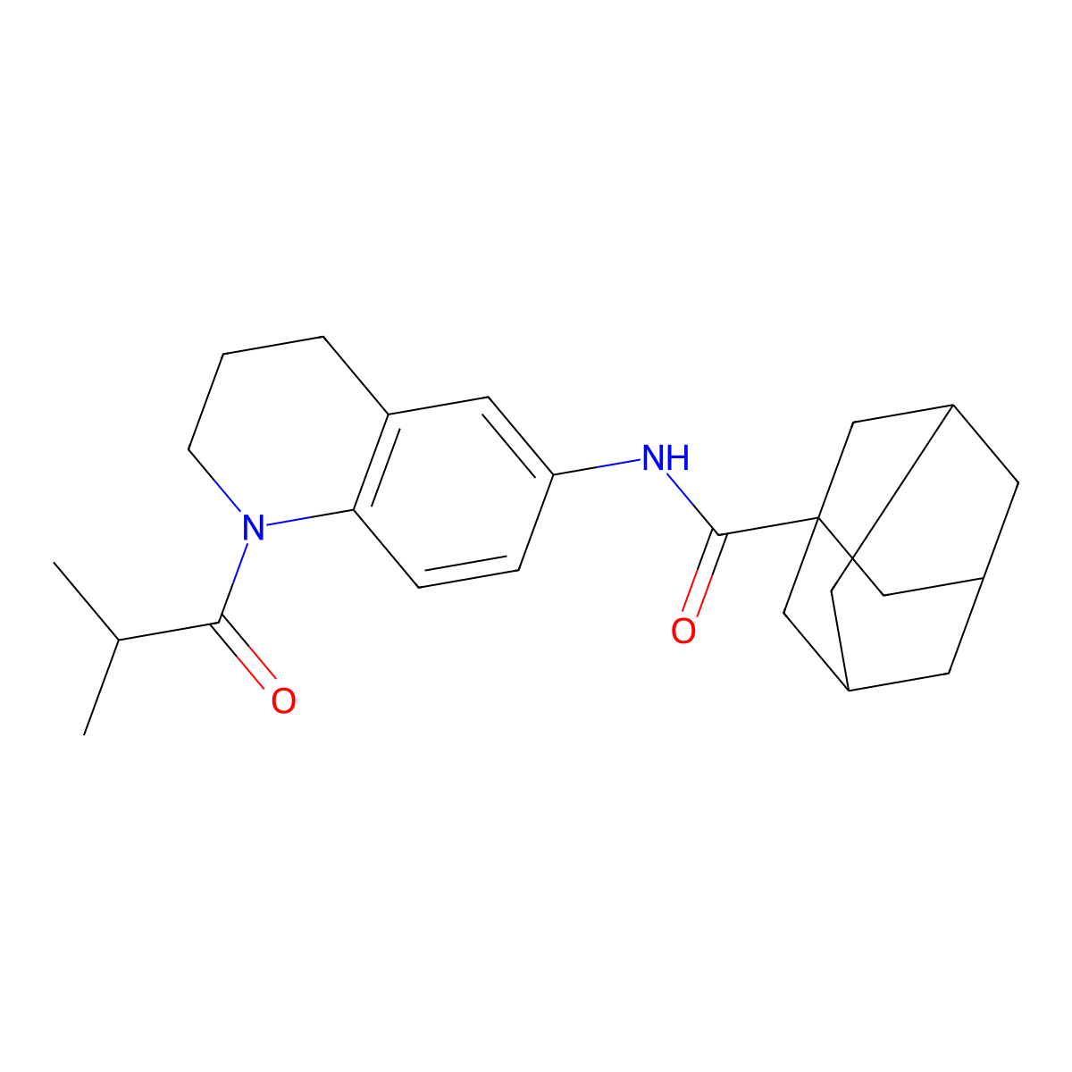N-[1-(2-methylpropanoyl)-3,4-dihydro-2H-quinolin-6-yl]adamantane-1-carboxamide molecular structure, CAS 1005292-88-5