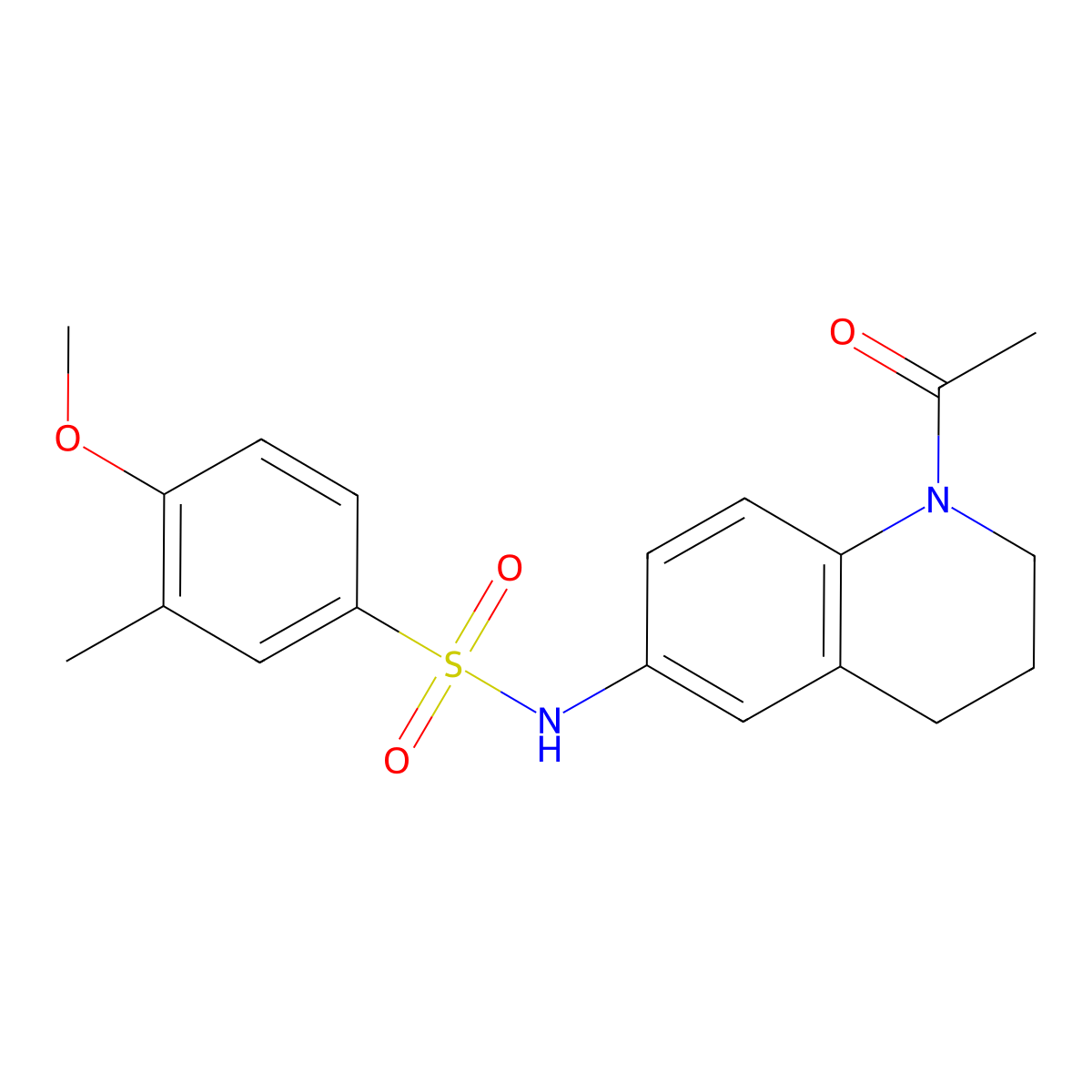 N-(1-acetyl-3,4-dihydro-2H-quinolin-6-yl)-4-methoxy-3-methylbenzenesulfonamide molecular structure, CAS 1005292-94-3