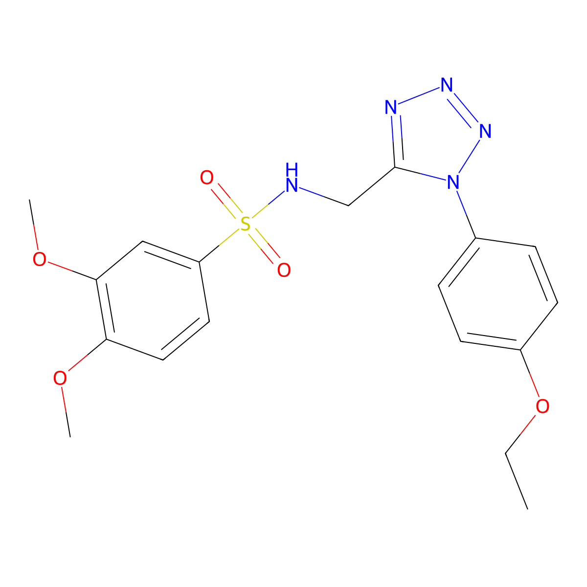 N-((1-(4-ethoxyphenyl)-1H-tetrazol-5-yl)methyl)-3,4-dimethoxybenzenesulfonamide molecular structure, CAS 1005293-03-7