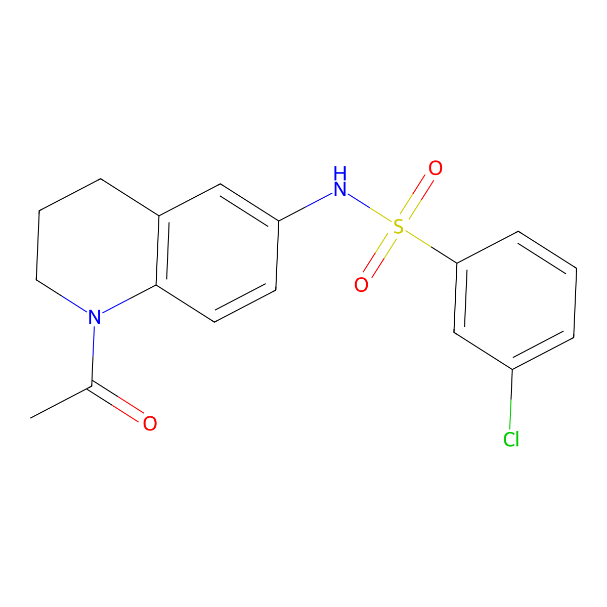 N-(1-acetyl-3,4-dihydro-2H-quinolin-6-yl)-3-chlorobenzenesulfonamide molecular structure, CAS 1005293-04-8