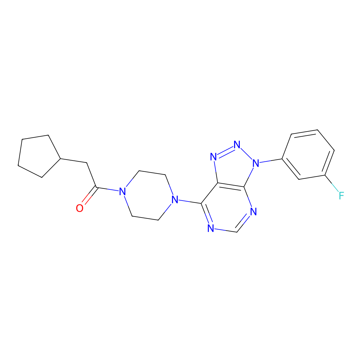 7-[4-(cyclopentylacetyl)piperazin-1-yl]-3-(3-fluorophenyl)-3H-[1,2,3]triazolo[4,5-d]pyrimidine molecular structure, CAS 1005293-05-9