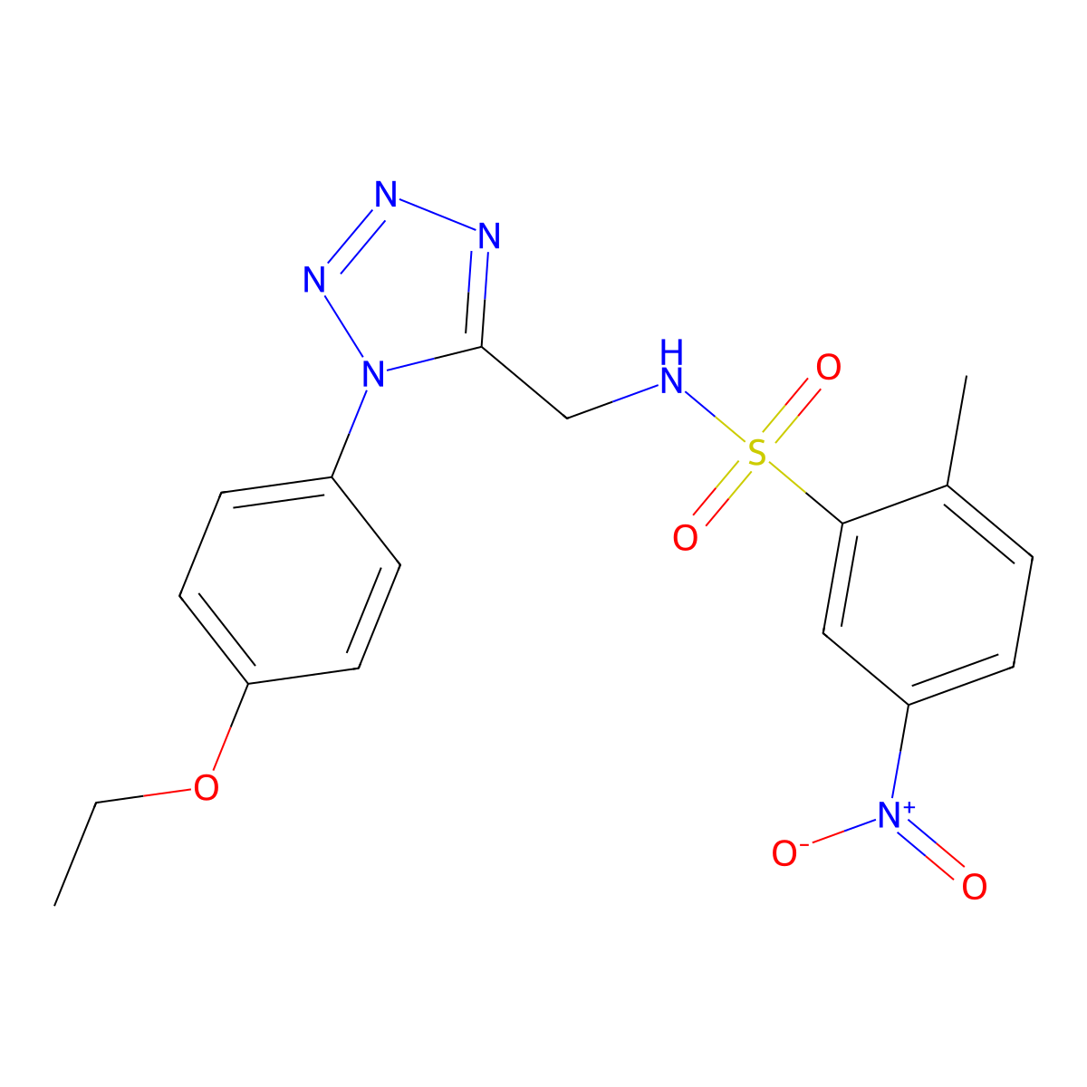 N-((1-(4-ethoxyphenyl)-1H-tetrazol-5-yl)methyl)-2-methyl-5-nitrobenzenesulfonamide molecular structure, CAS 1005293-06-0