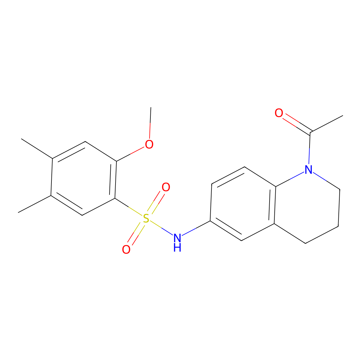 N-(1-acetyl-3,4-dihydro-2H-quinolin-6-yl)-2-methoxy-4,5-dimethylbenzenesulfonamide molecular structure, CAS 1005293-07-1