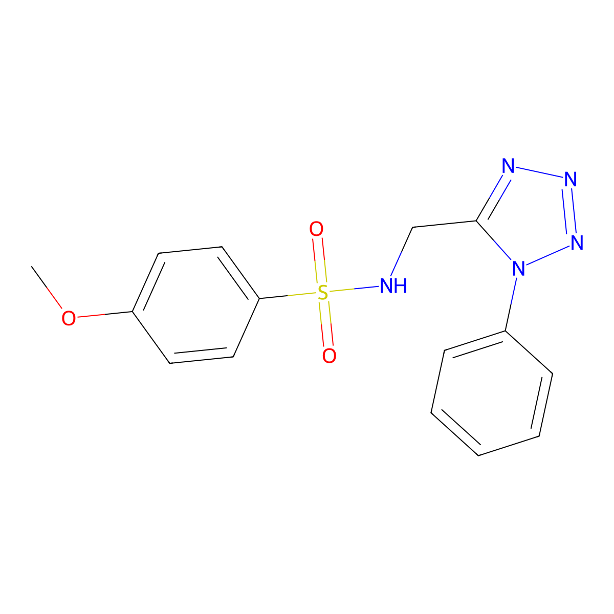 4-methoxy-N-((1-phenyl-1H-tetrazol-5-yl)methyl)benzenesulfonamide molecular structure, CAS 1005293-09-3