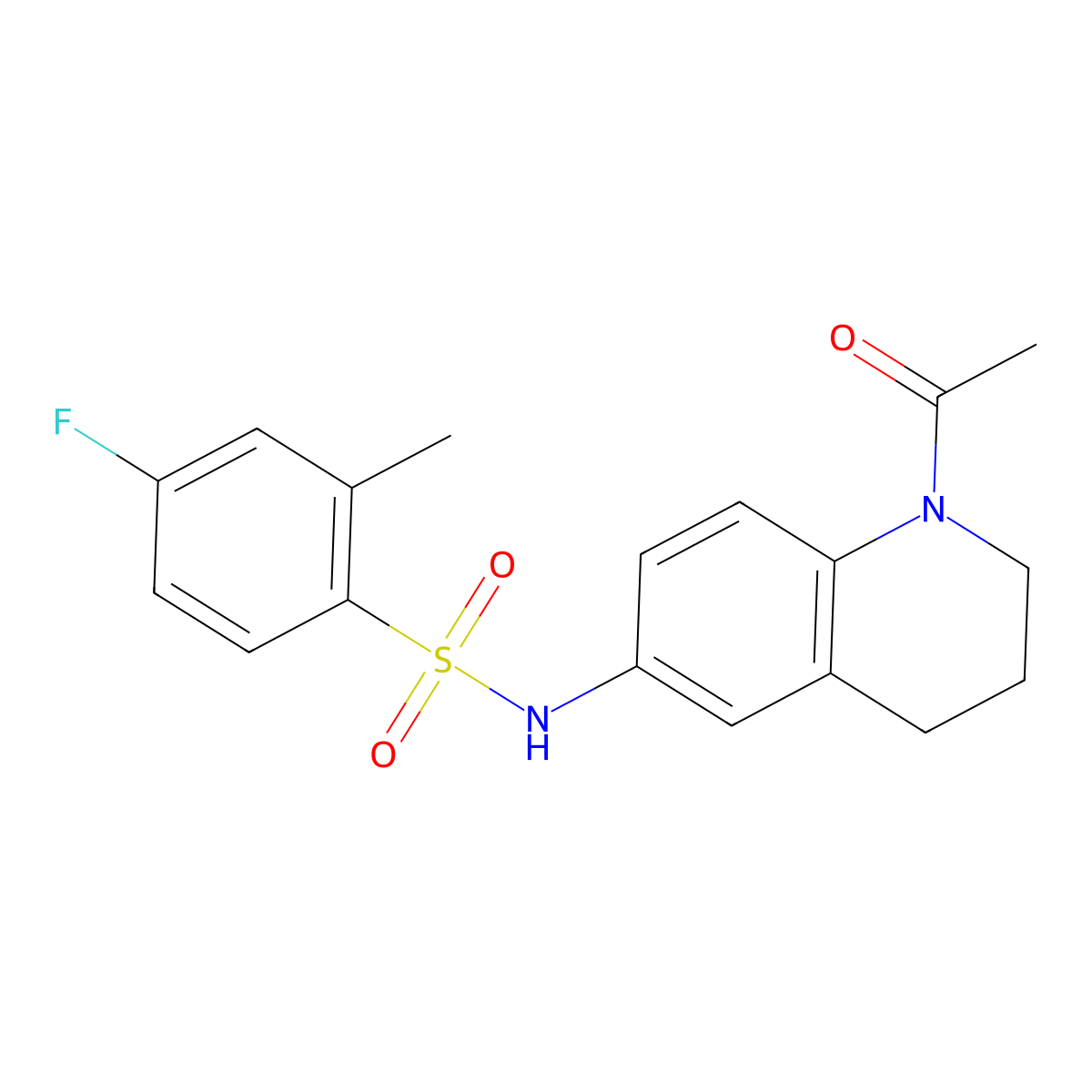 N-(1-acetyl-3,4-dihydro-2H-quinolin-6-yl)-4-fluoro-2-methylbenzenesulfonamide molecular structure, CAS 1005293-10-6