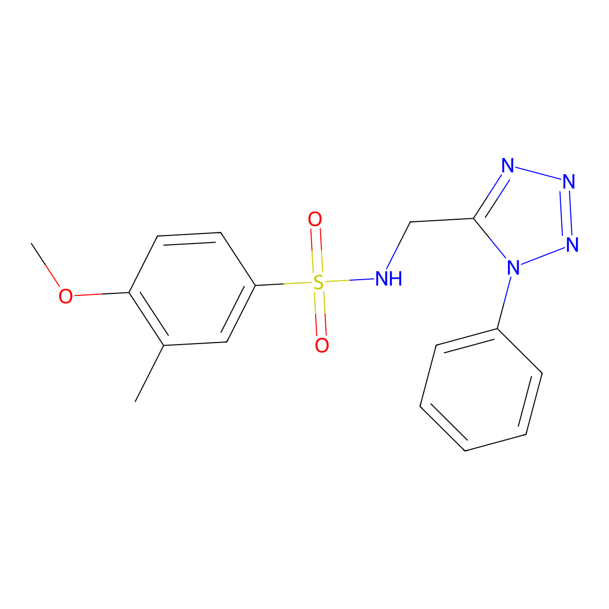 4-methoxy-3-methyl-N-((1-phenyl-1H-tetrazol-5-yl)methyl)benzenesulfonamide molecular structure, CAS 1005293-12-8