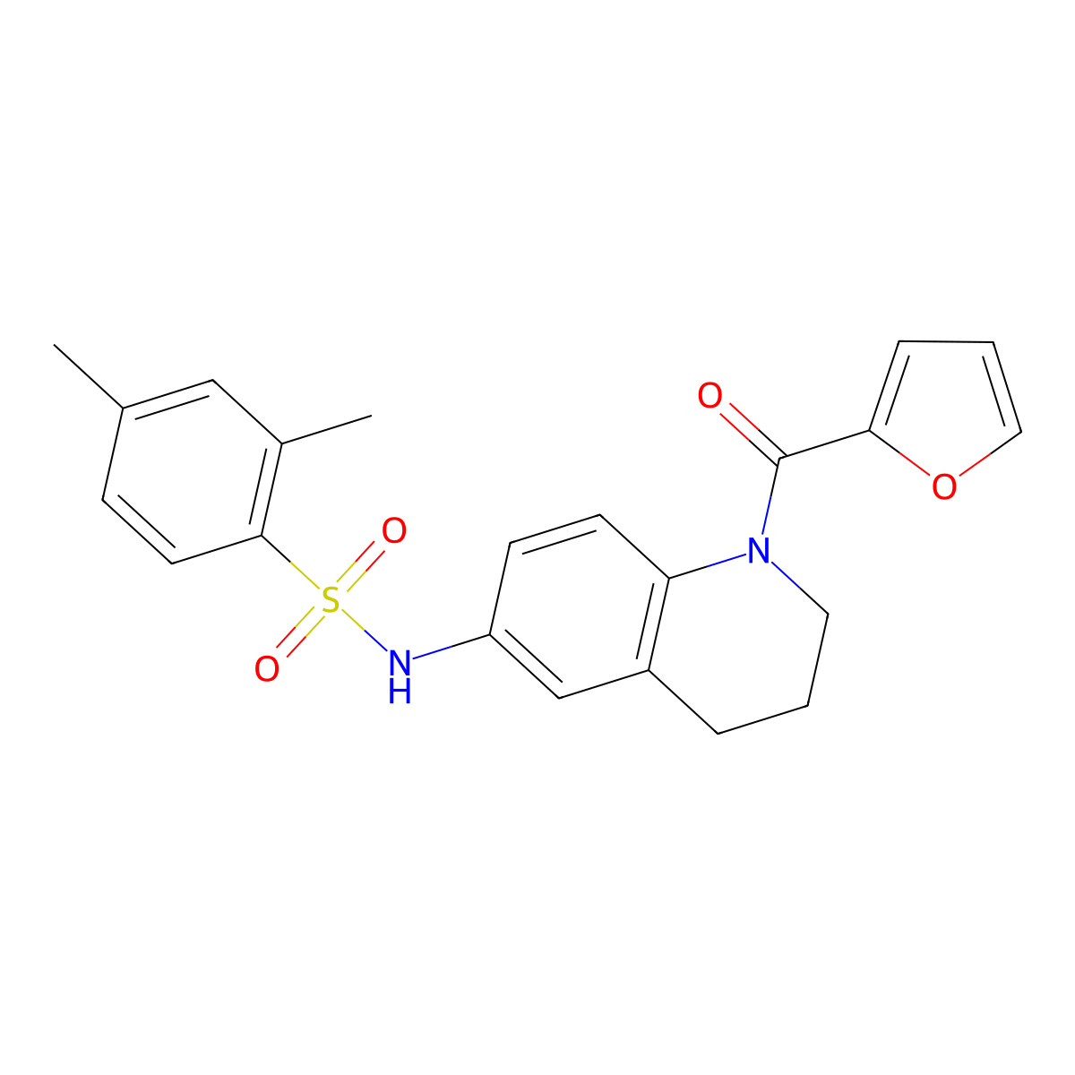N-[1-(furan-2-carbonyl)-3,4-dihydro-2H-quinolin-6-yl]-2,4-dimethylbenzenesulfonamide molecular structure, CAS 1005293-16-2