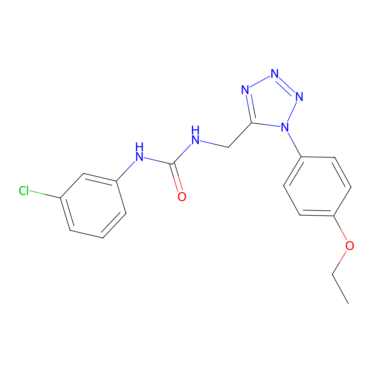 1-(3-chlorophenyl)-3-((1-(4-ethoxyphenyl)-1H-tetrazol-5-yl)methyl)urea molecular structure, CAS 1005293-21-9