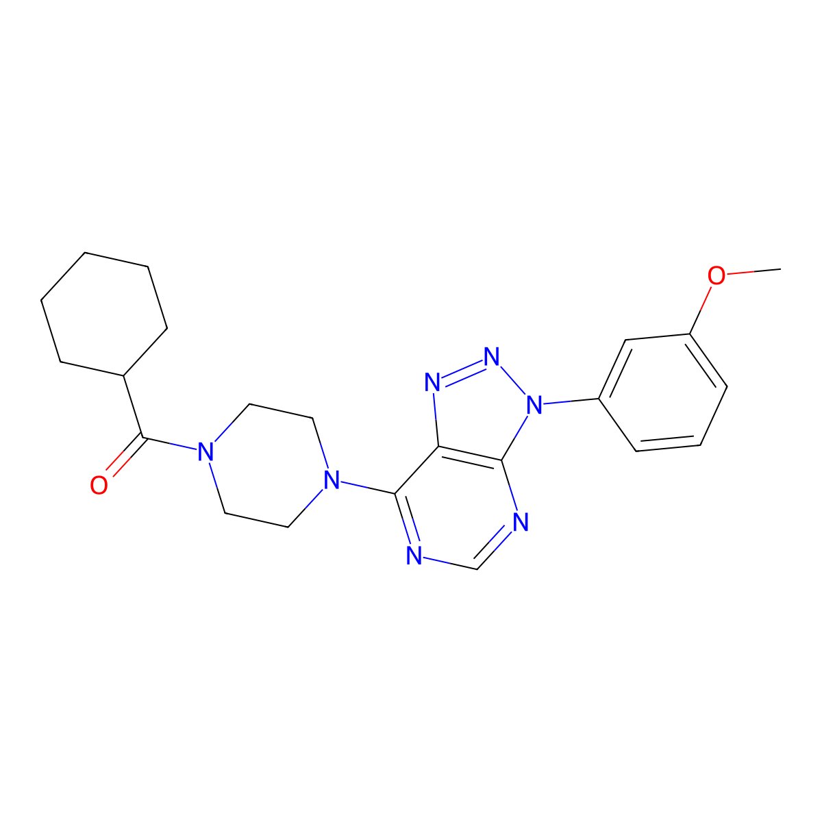 1-cyclohexanecarbonyl-4-[3-(3-methoxyphenyl)-3H-[1,2,3]triazolo[4,5-d]pyrimidin-7-yl]piperazine molecular structure, CAS 1005293-23-1