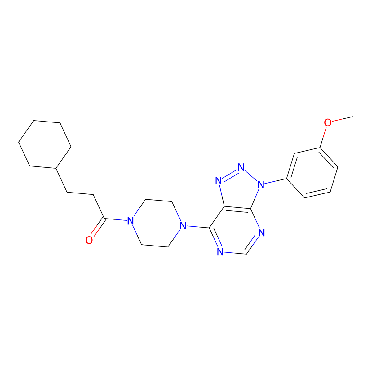 3-cyclohexyl-1-{4-[3-(3-methoxyphenyl)-3H-[1,2,3]triazolo[4,5-d]pyrimidin-7-yl]piperazin-1-yl}propan-1-one molecular structure, CAS 1005293-26-4